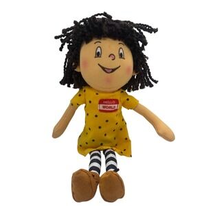 MerryMakers Hello World Kelly Corrigan Plush Doll Yellow Polka Dot Dress 14"